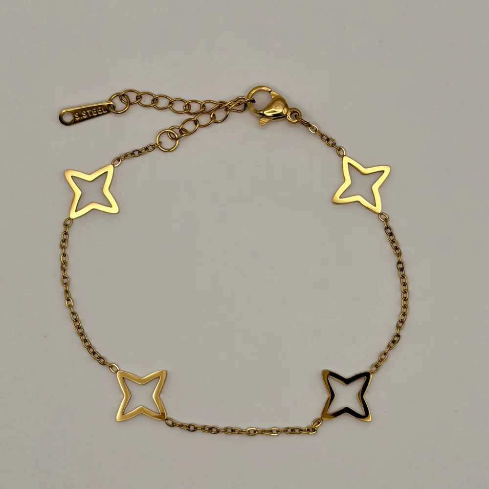 Gold Stainless Steel Star Charm Bracelet Dainty Minimalist Jewelry